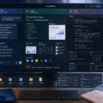 Ukázka pracovního rozhraní AI workflow pro chat, tvorbu reportů a programování